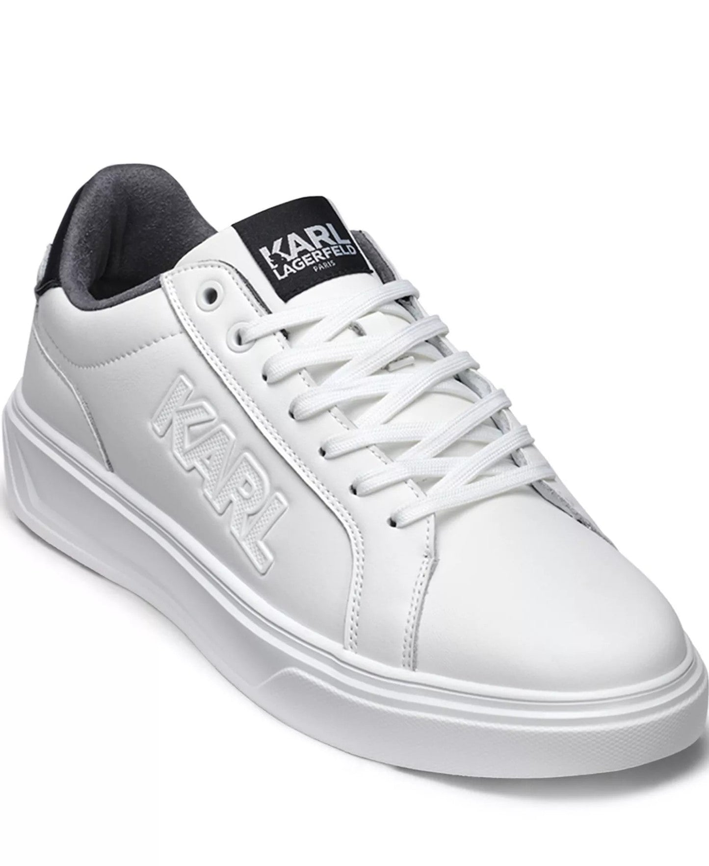 Karl Lagerfeld Paris Leather Side Karl Sneaker (White)