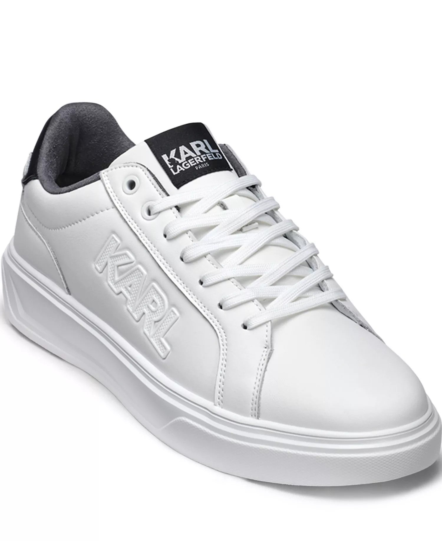 Karl Lagerfeld Paris Leather Side Karl Sneaker (White)