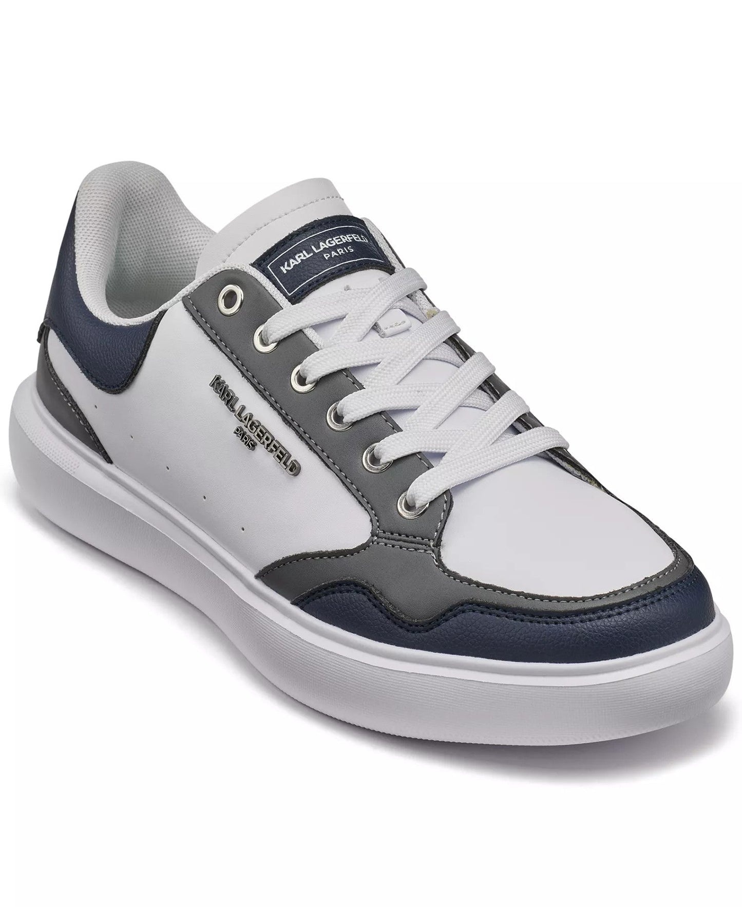 Karl Lagerfeld Paris Multi Color Side Logo Bit Sneakers (White Navy)