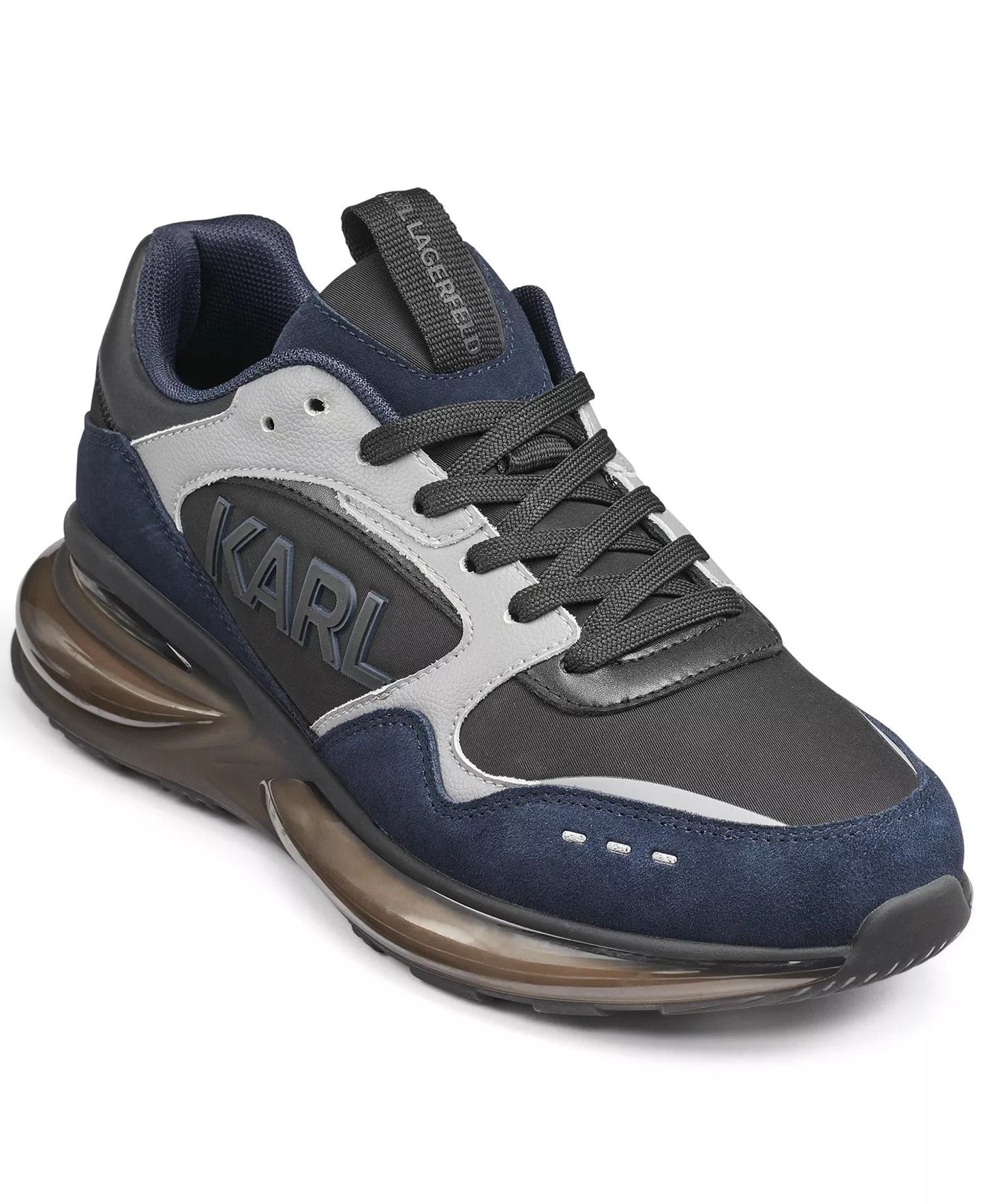 Karl Lagerfeld Paris Karl Side Round Toe Runner Shoes (Navy Grey)