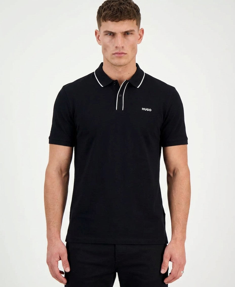 Hugo Boss Dalombi Button Placket Polo Shirt (Black White)