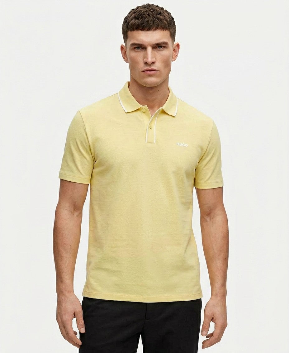 Hugo Boss Dalombi Button Placket Polo Shirt (Yellow W White Trim)