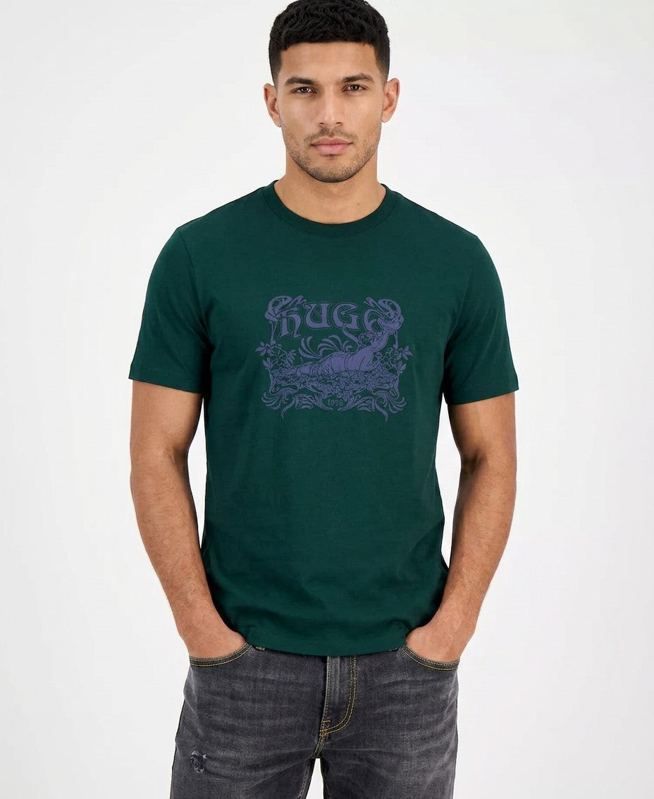 Hugo Boss Diwom Short Sleeve Logo Graphic Crewneck T-Shirt (Open Green)