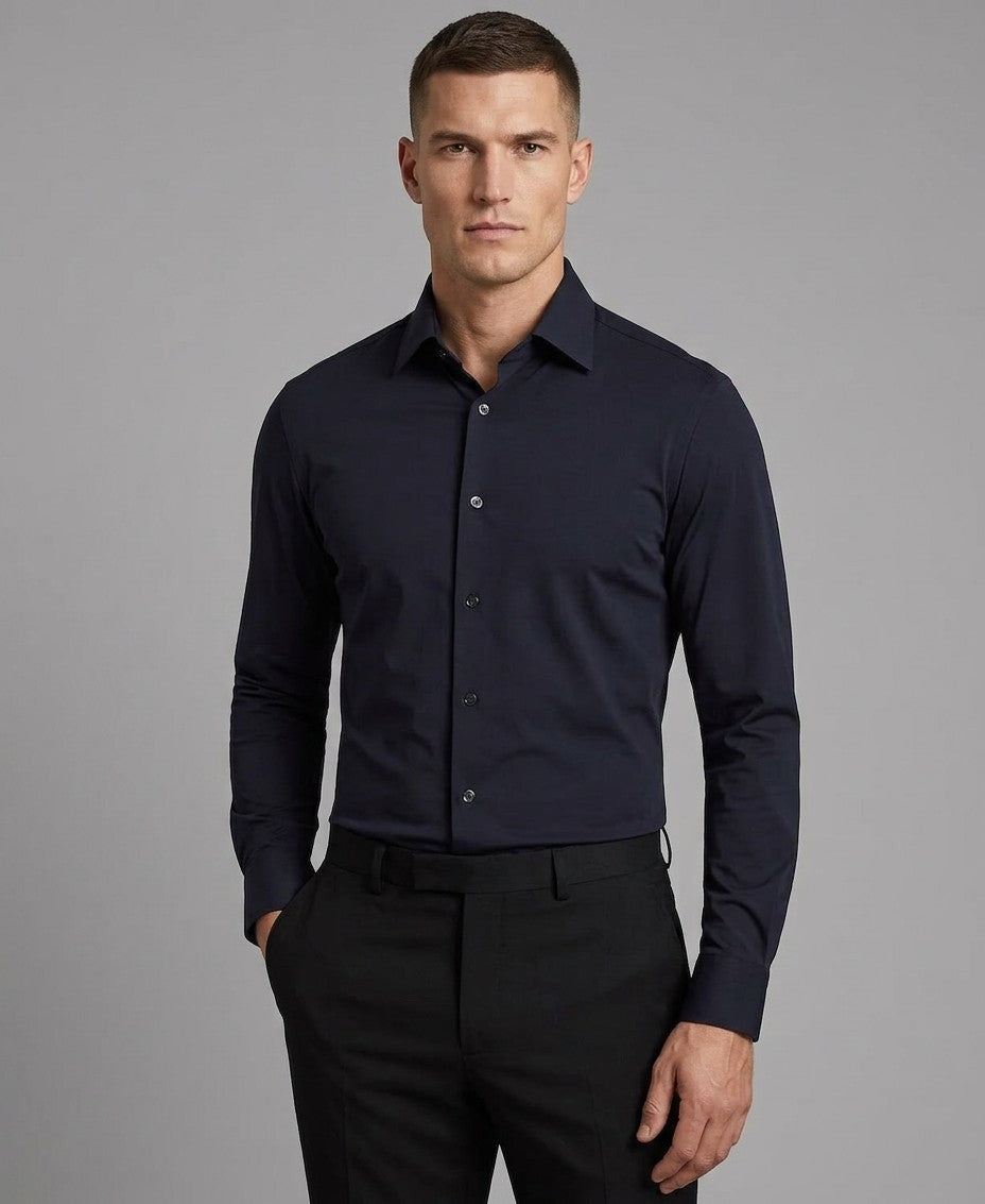 Reiss Long Sleeve Travel Shirt (Navy)