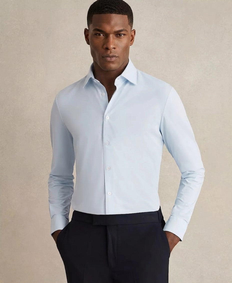 Reiss Long Sleeve Travel Shirt (Soft Blue)