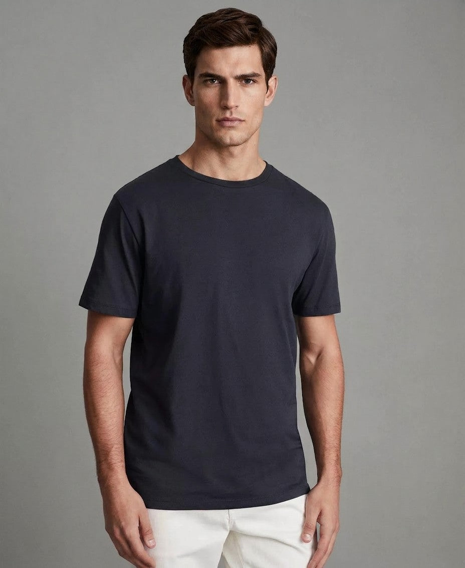 Reiss Cotton Crew Neck T-Shirt (Airforce Blue)