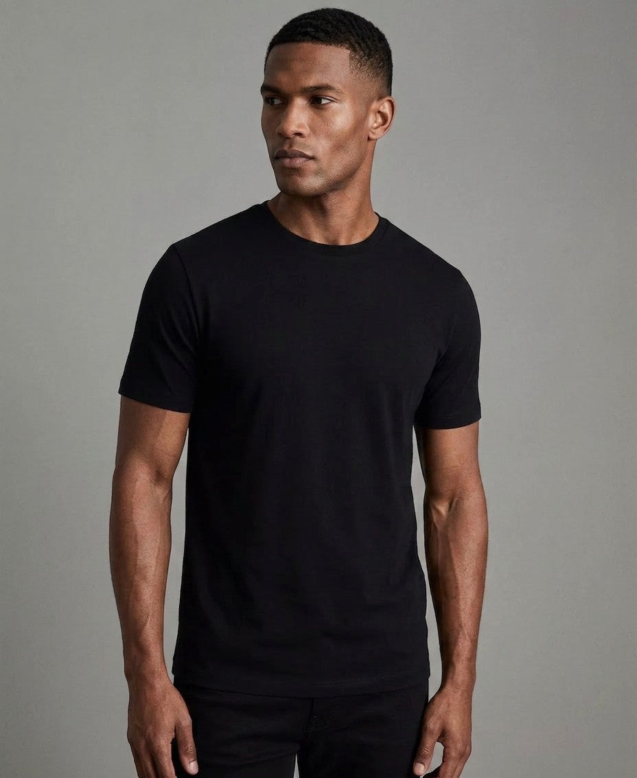 Reiss Cotton Crew Neck T-Shirt (Black)