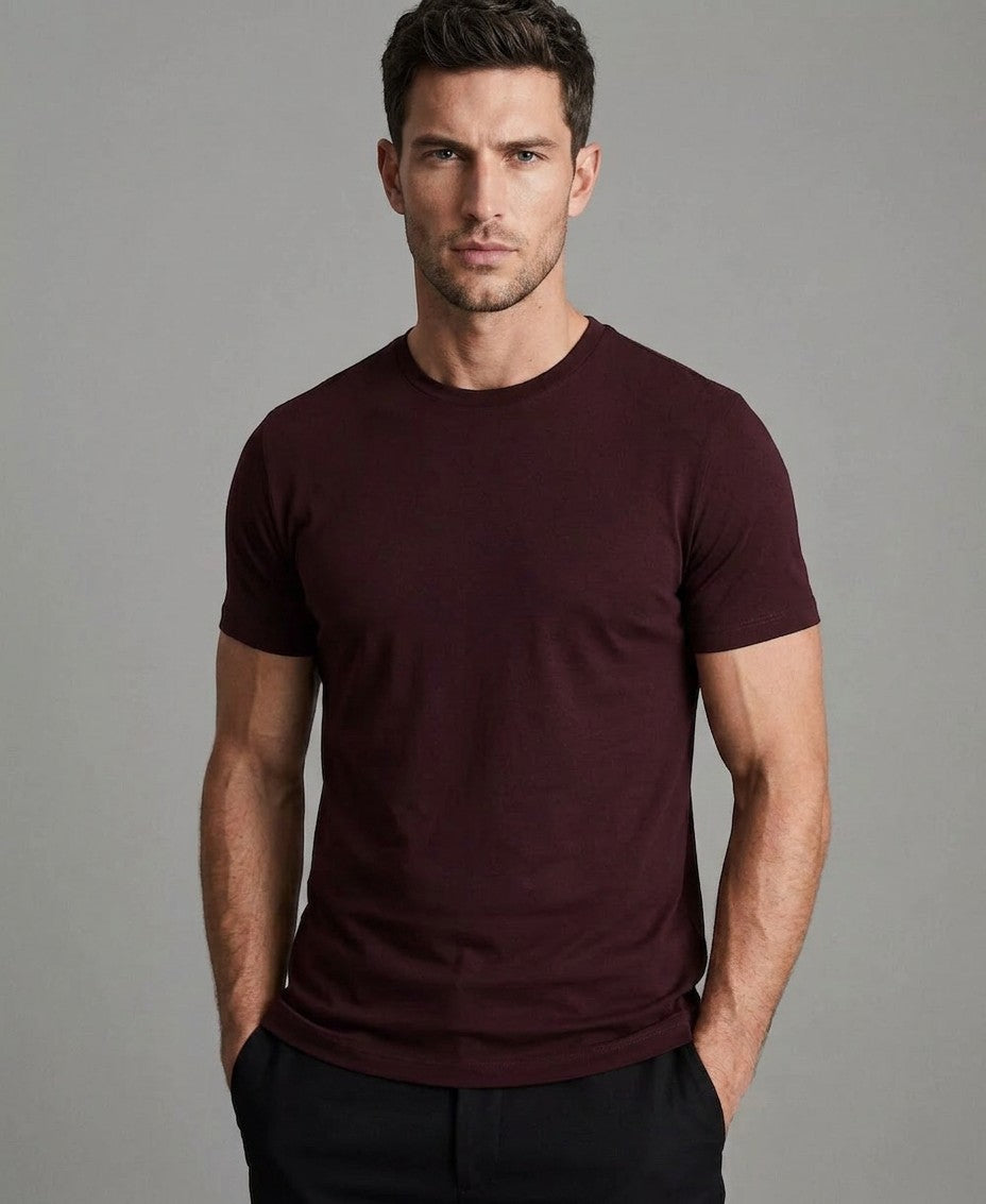 Reiss Cotton Crew Neck T-Shirt (Bordeaux)