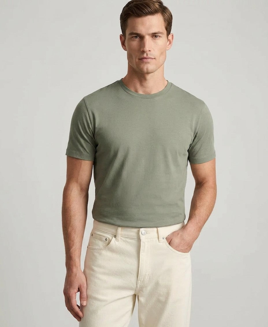 Reiss Cotton Crew Neck T-Shirt (Dark Sage)
