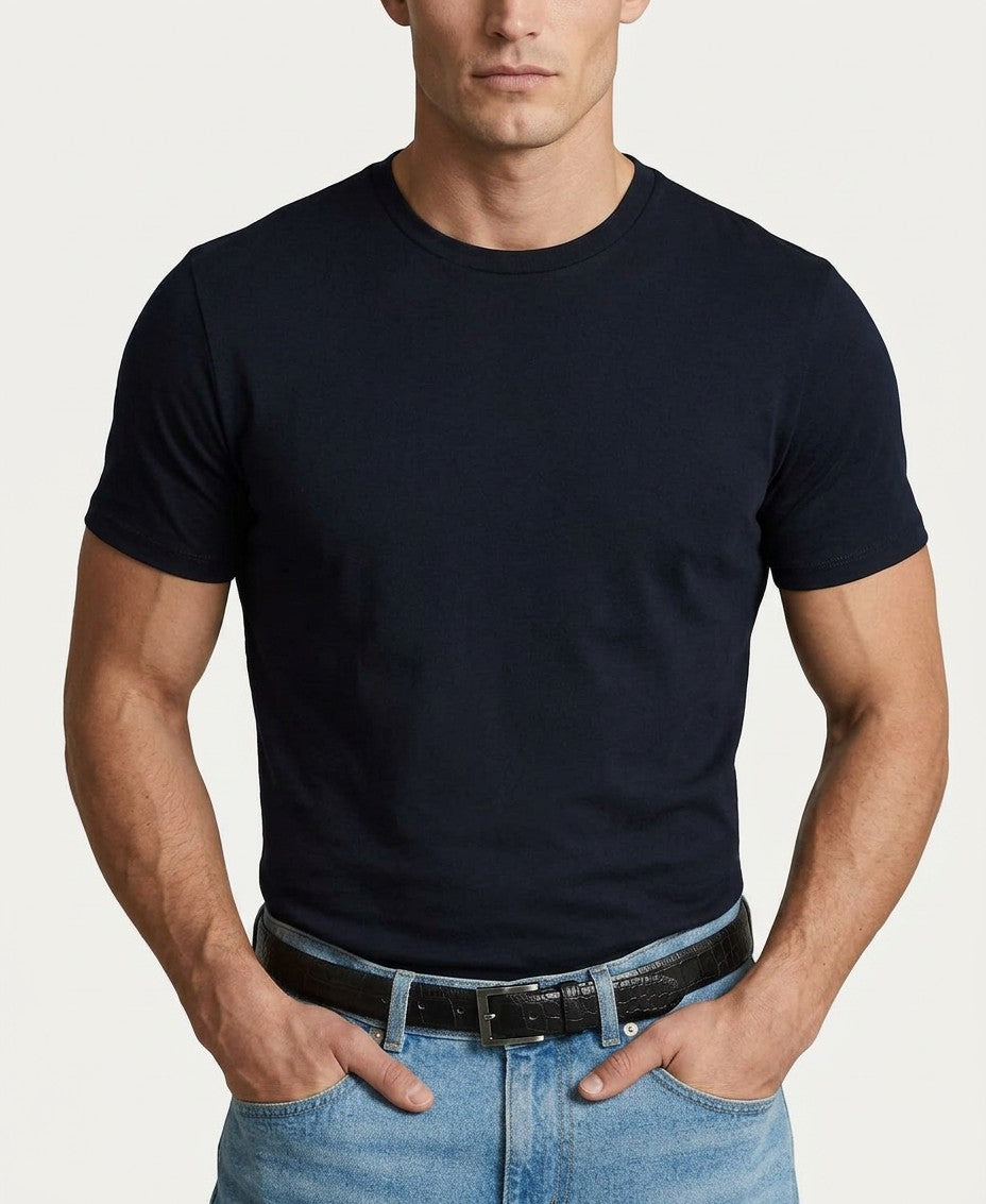 Reiss Cotton Crew Neck T-Shirt (Navy)