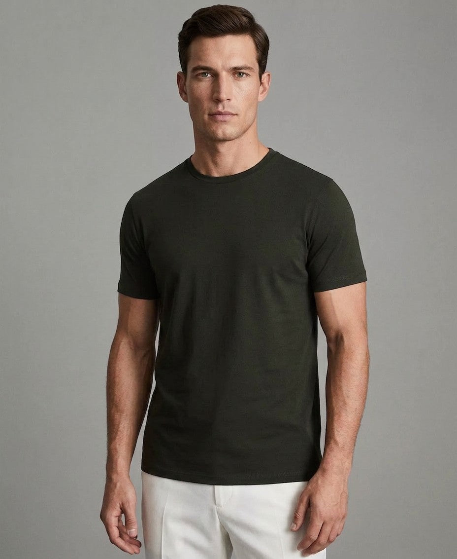 Reiss Cotton Crew Neck T-Shirt (Oxidised Green)