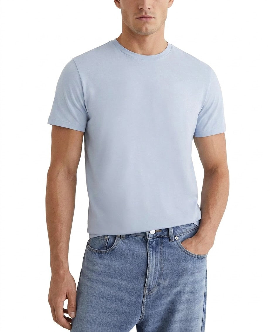 Reiss Cotton Crew Neck T-Shirt (Soft Blue)