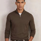 Reiss Merino Wool Half-Zip Funnel Neck Sweater (Chocolate Brown)