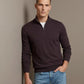 Reiss Merino Wool Half-Zip Funnel Neck Sweater (Dark Bordeaux)