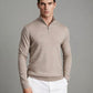 Reiss Merino Wool Half-Zip Funnel Neck Sweater (Wheat Melange)