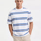 Hugo Boss Nolisto Relaxed Fit Short Sleeve Striped Crewneck T-Shirt (White Blue Stripe)