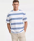 Hugo Boss Nolisto Relaxed Fit Short Sleeve Striped Crewneck T-Shirt (White Blue Stripe)