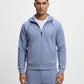 Boss By Hugo Boss Cotton-Blend Zip Up Piping Detail Hoodie (Open Blue)