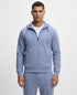 Boss By Hugo Boss Cotton-Blend Zip Up Piping Detail Hoodie (Open Blue)