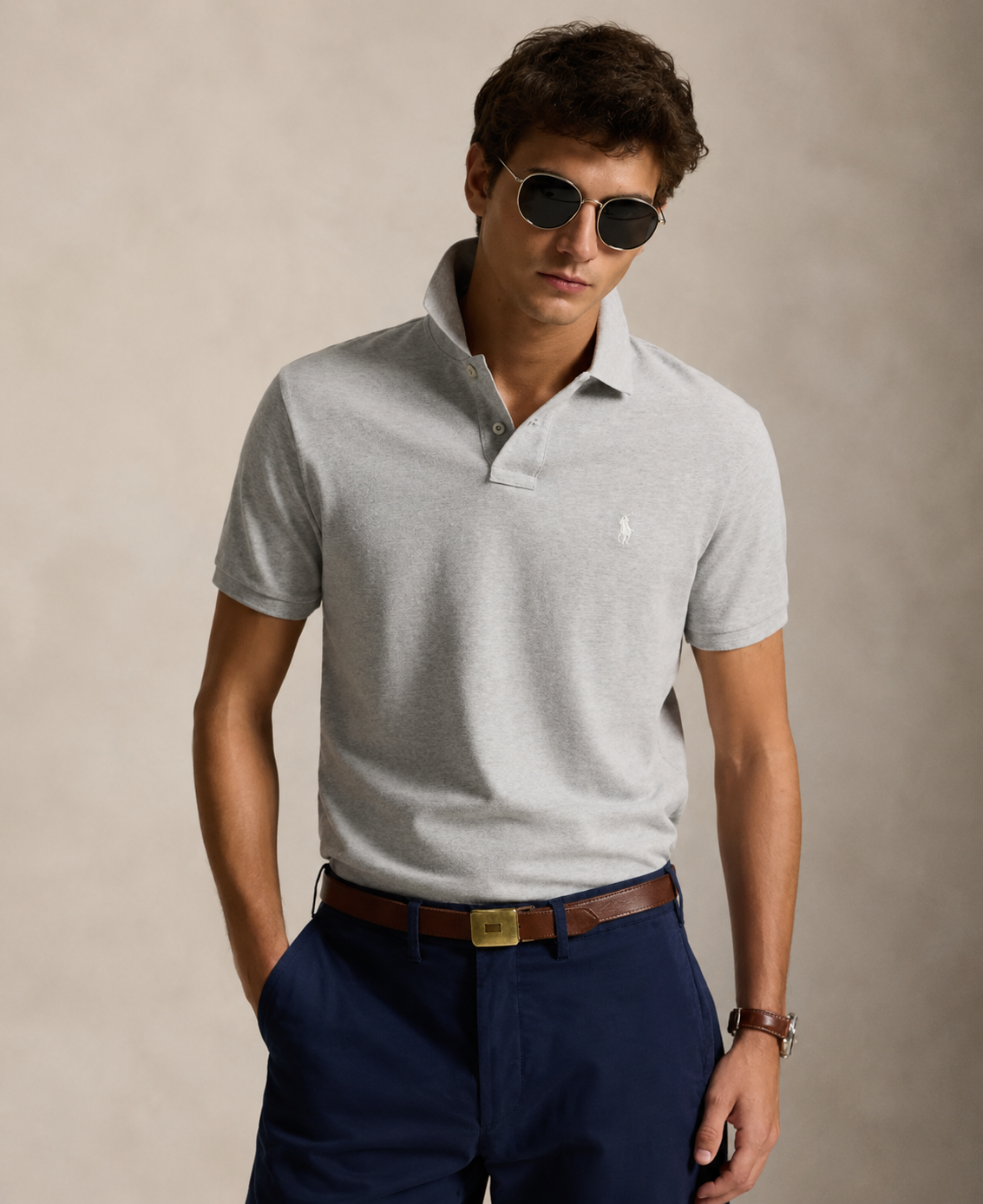 Polo Ralph Lauren mesh polo (Light Grey)