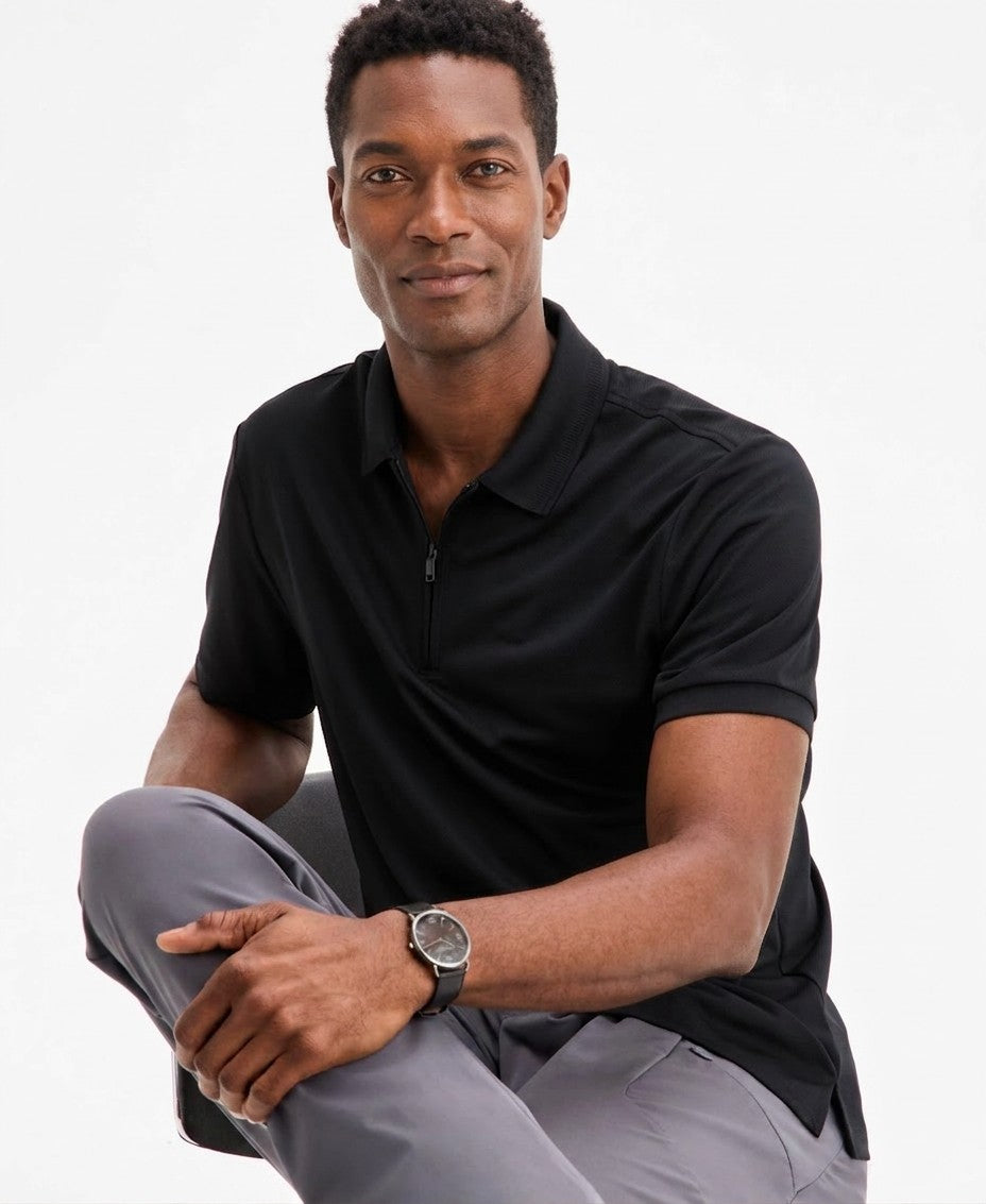 Alfani Ottoman Short Sleeve Textured Quarter-Zip Polo Shirt (Macy's Exclusive) — image 1