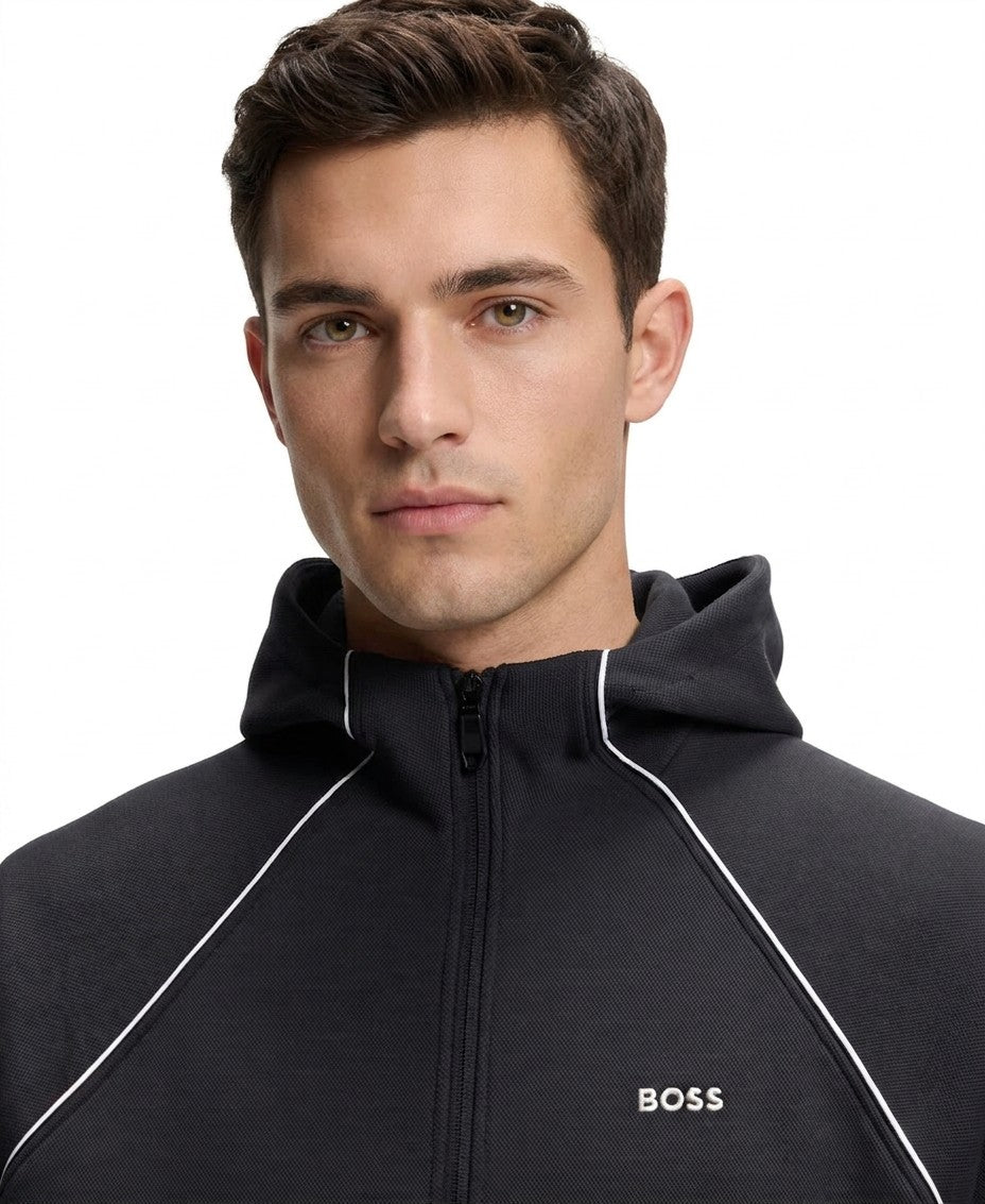 Boss By Hugo Boss Cotton-Blend Zip Up Piping Detail Hoodie — image 2