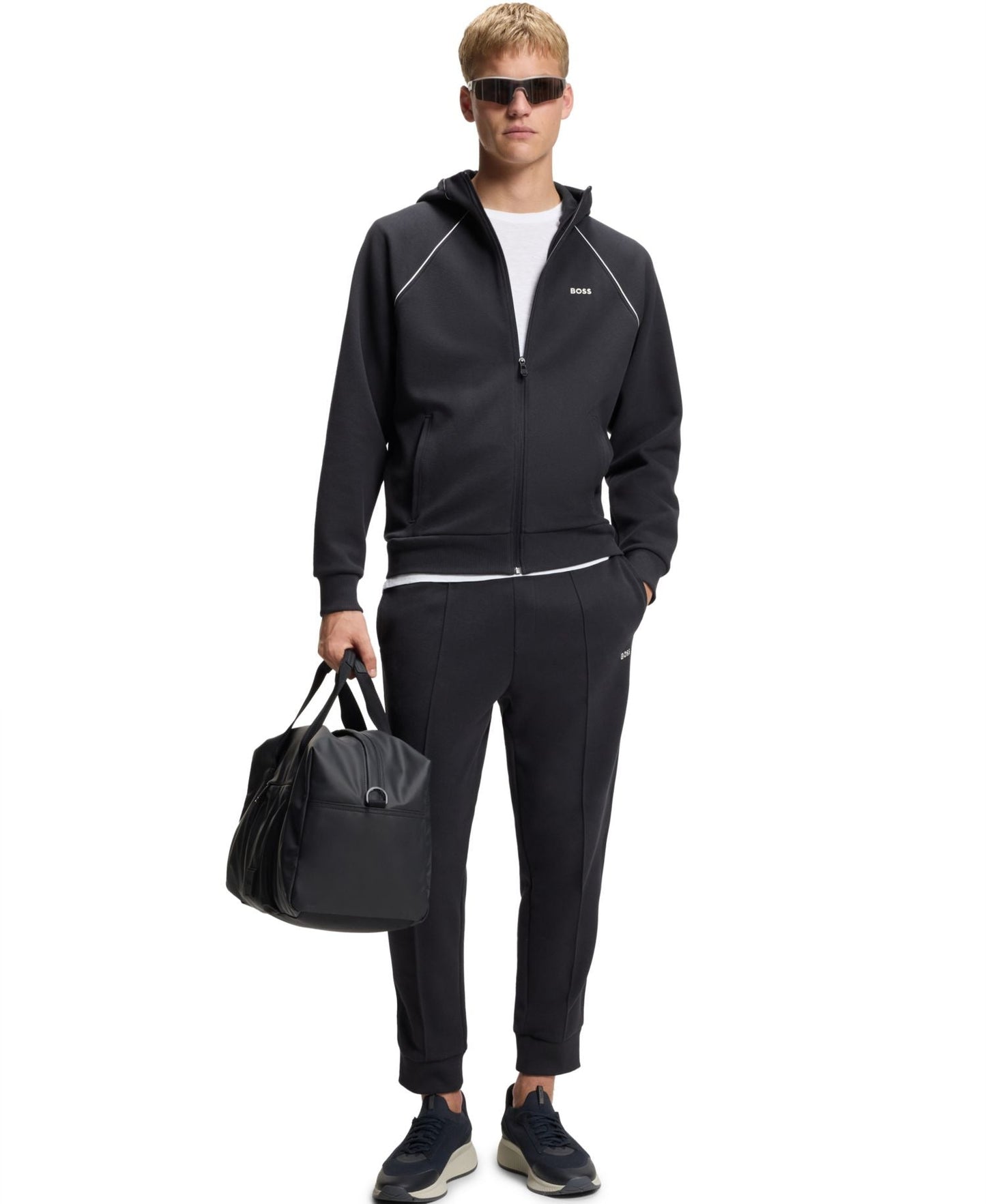 Boss By Hugo Boss Cotton-Blend Zip Up Piping Detail Hoodie — image 4
