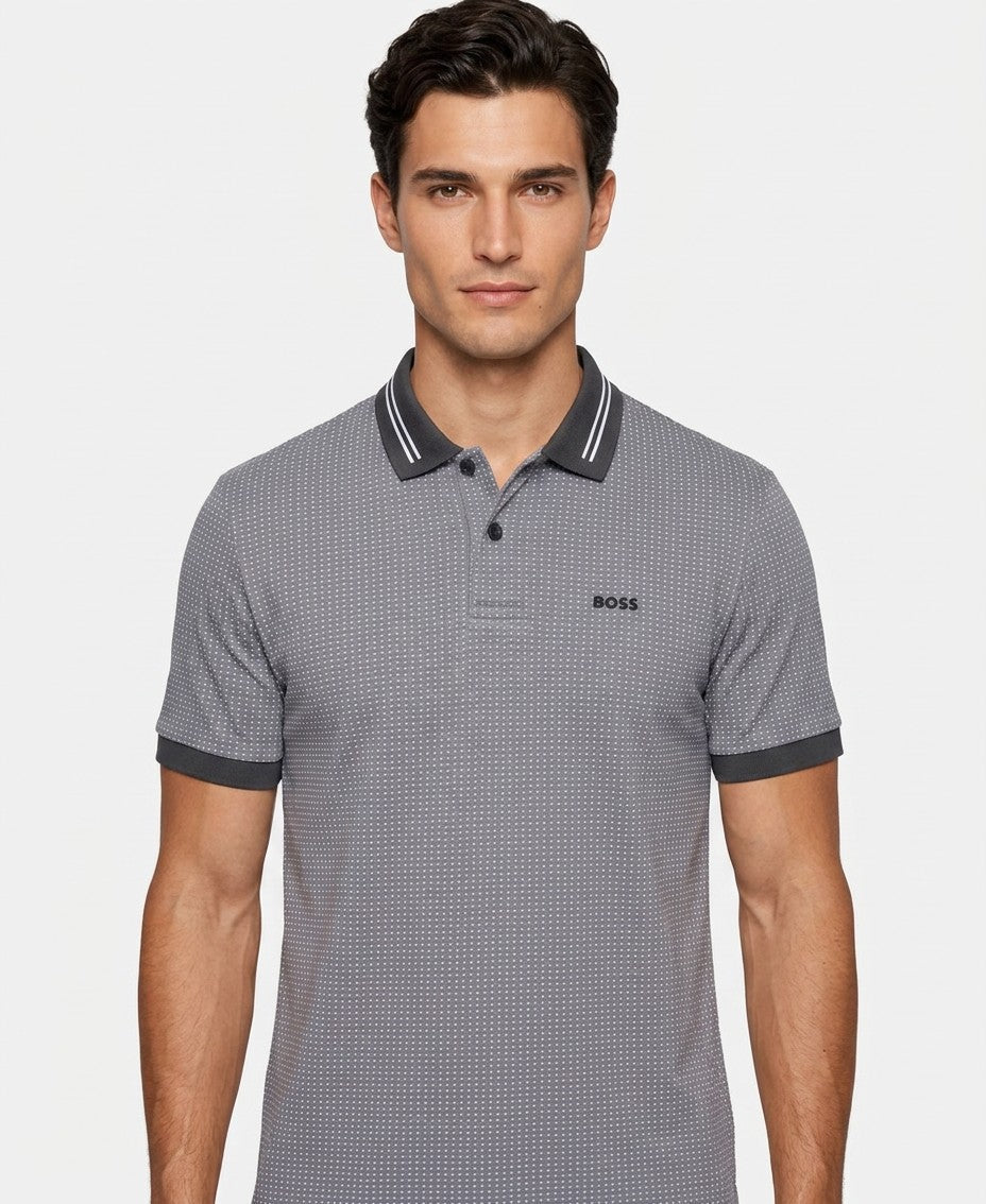 Boss By Hugo Boss Cotton Pique Dot Print Polo Shirt — image 3