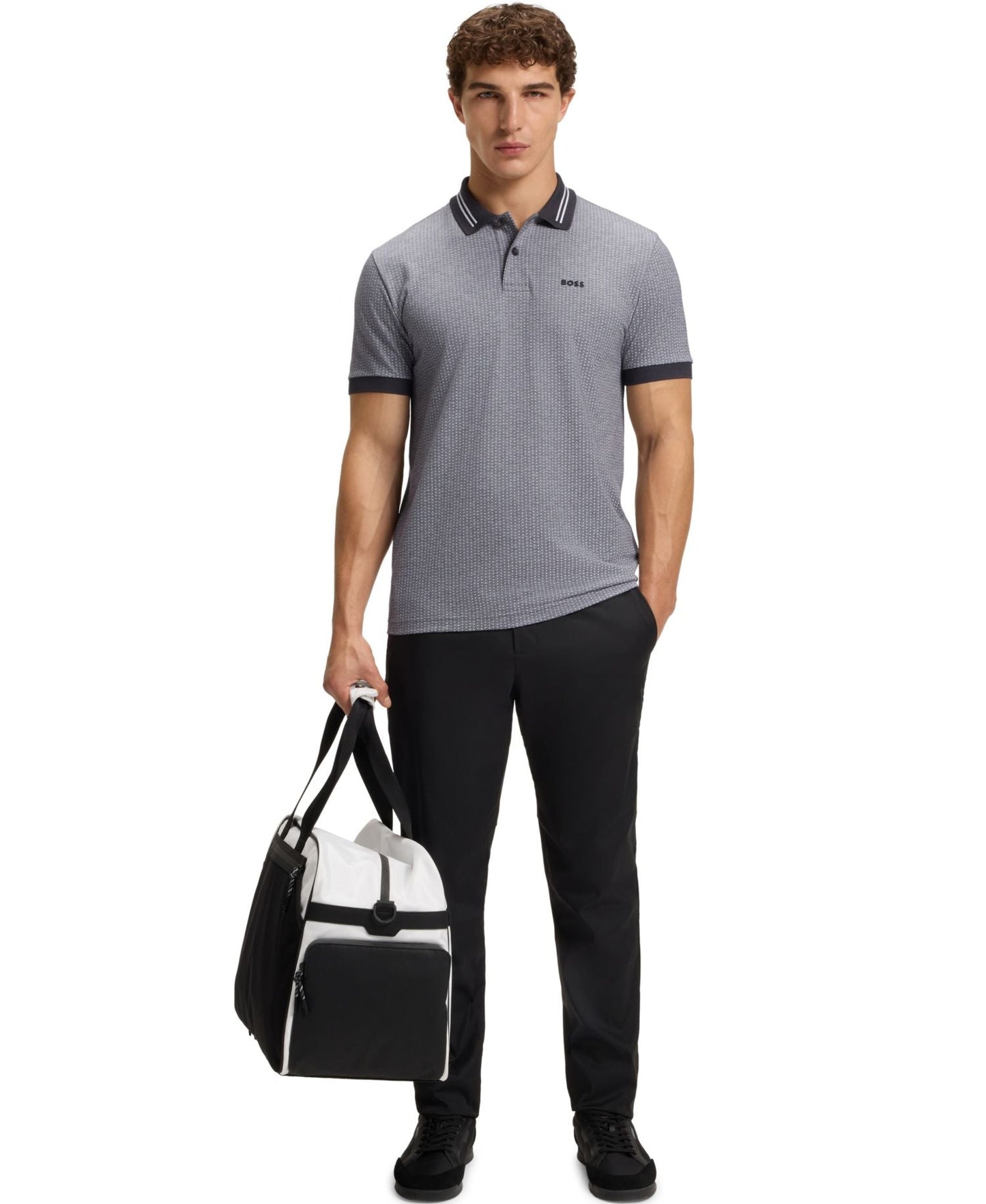 Boss By Hugo Boss Cotton Pique Dot Print Polo Shirt — image 4