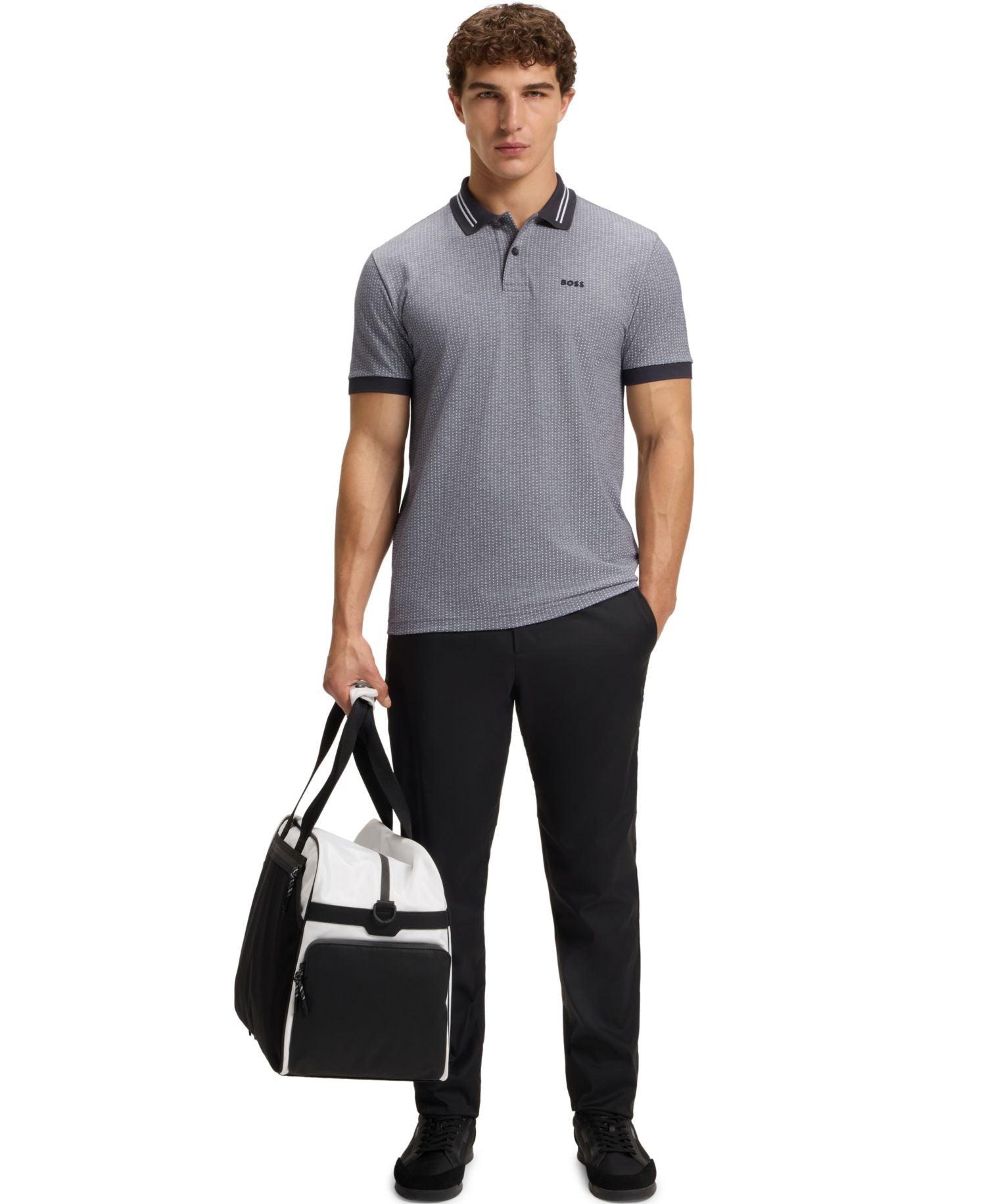 Boss By Hugo Boss Cotton Pique Dot Print Polo Shirt — image 4