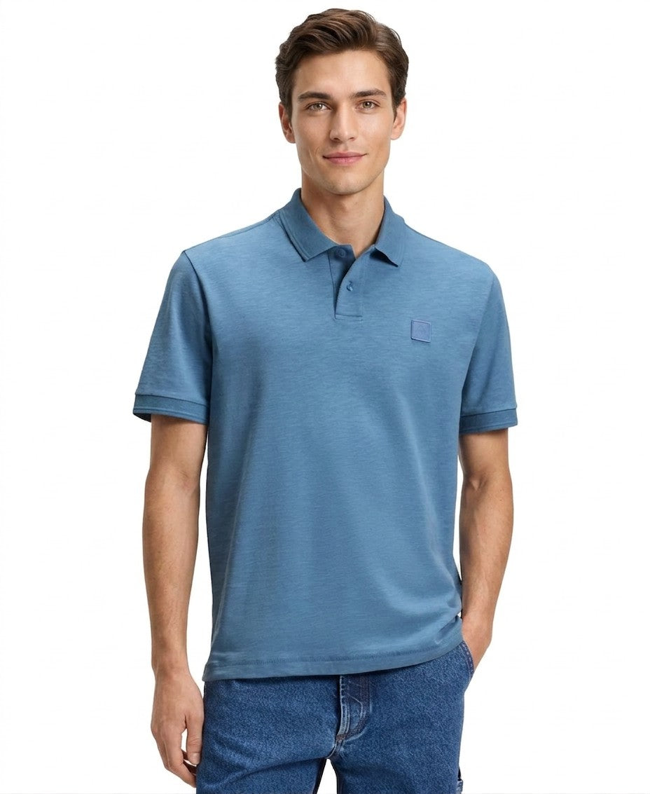 Boss By Hugo Boss Logo Badge Slub Cotton Linen Polo Shirt — image 1