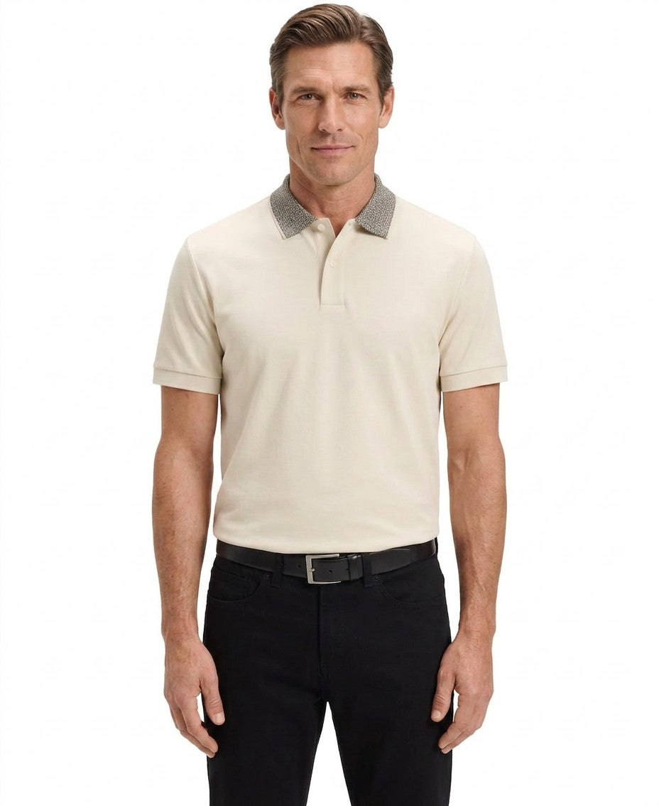 Boss By Hugo Boss Patterned Collar Pima Cotton Polo Shirt — image 1