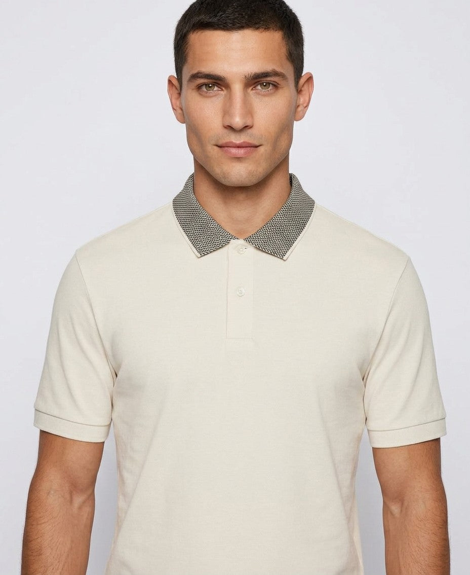 Boss By Hugo Boss Patterned Collar Pima Cotton Polo Shirt — image 3