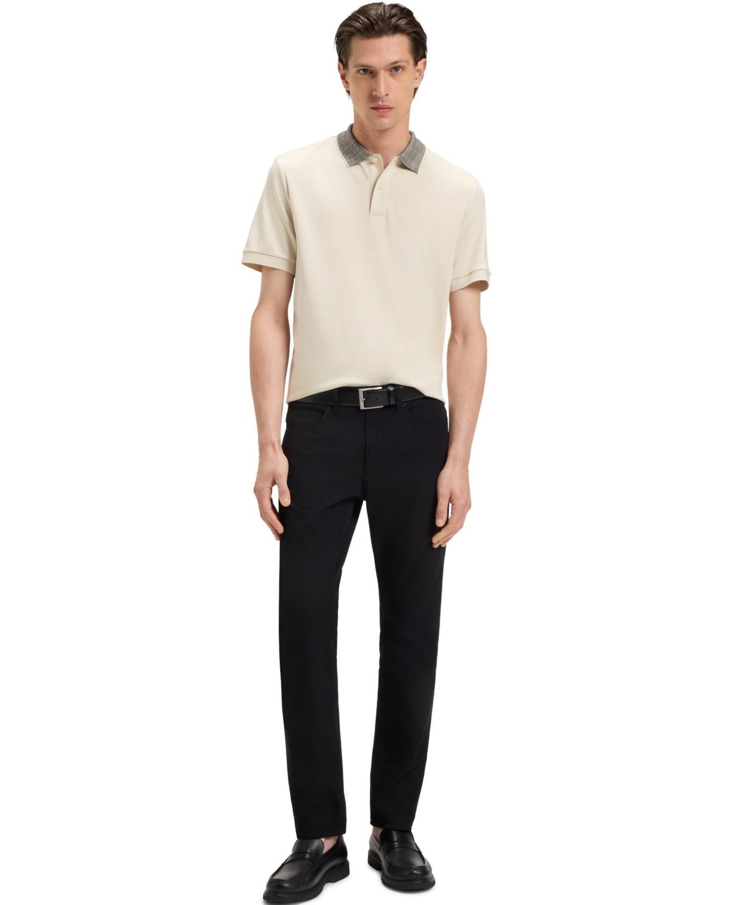 Boss By Hugo Boss Patterned Collar Pima Cotton Polo Shirt — image 4
