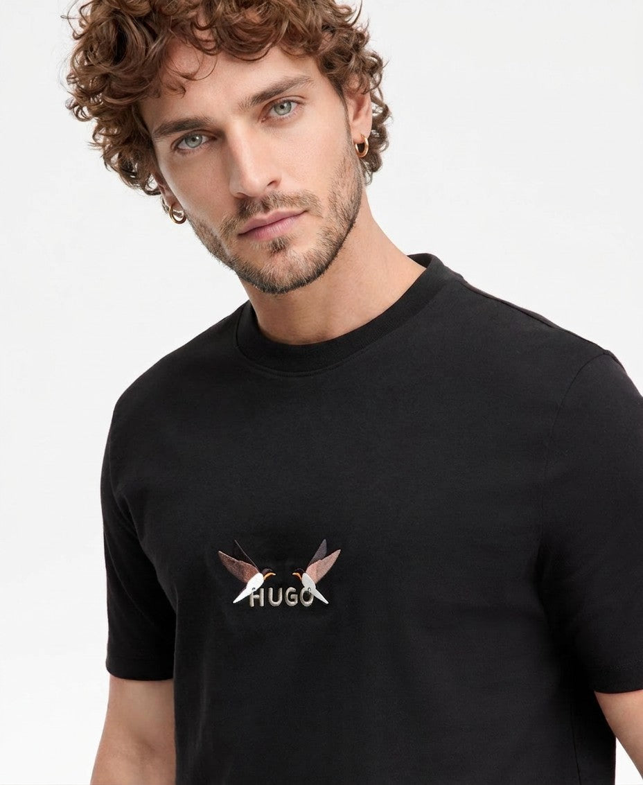 Hugo Boss Dugolini Short Sleeve Embroidered Logo Birds Cotton T-Shirt — image 2