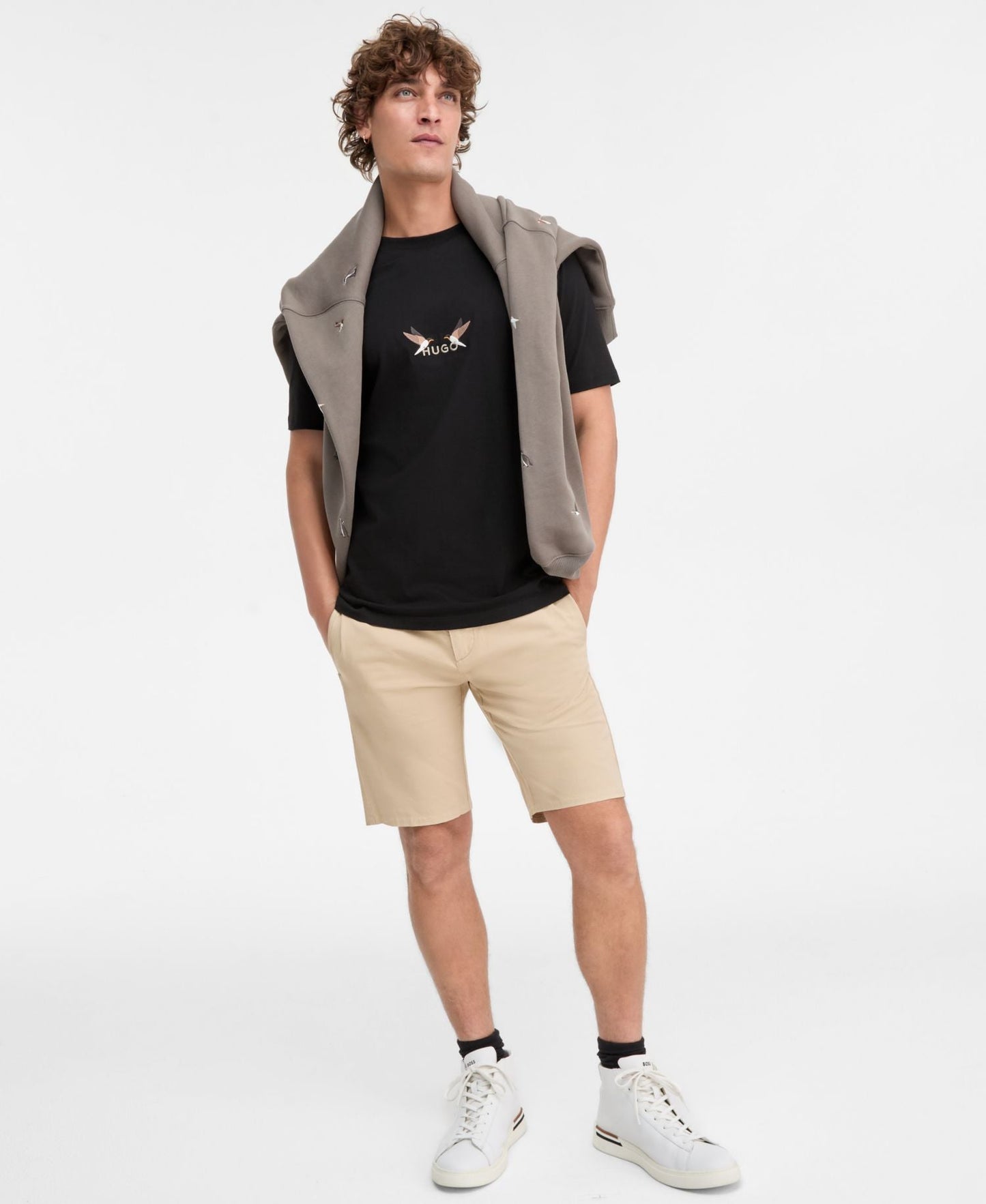 Hugo Boss Dugolini Short Sleeve Embroidered Logo Birds Cotton T-Shirt — image 3