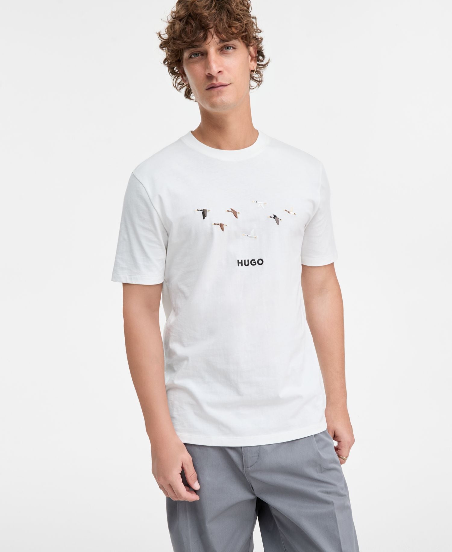 Hugo Boss Dugolini Short Sleeve Embroidered Logo Birds T-Shirt — image 1