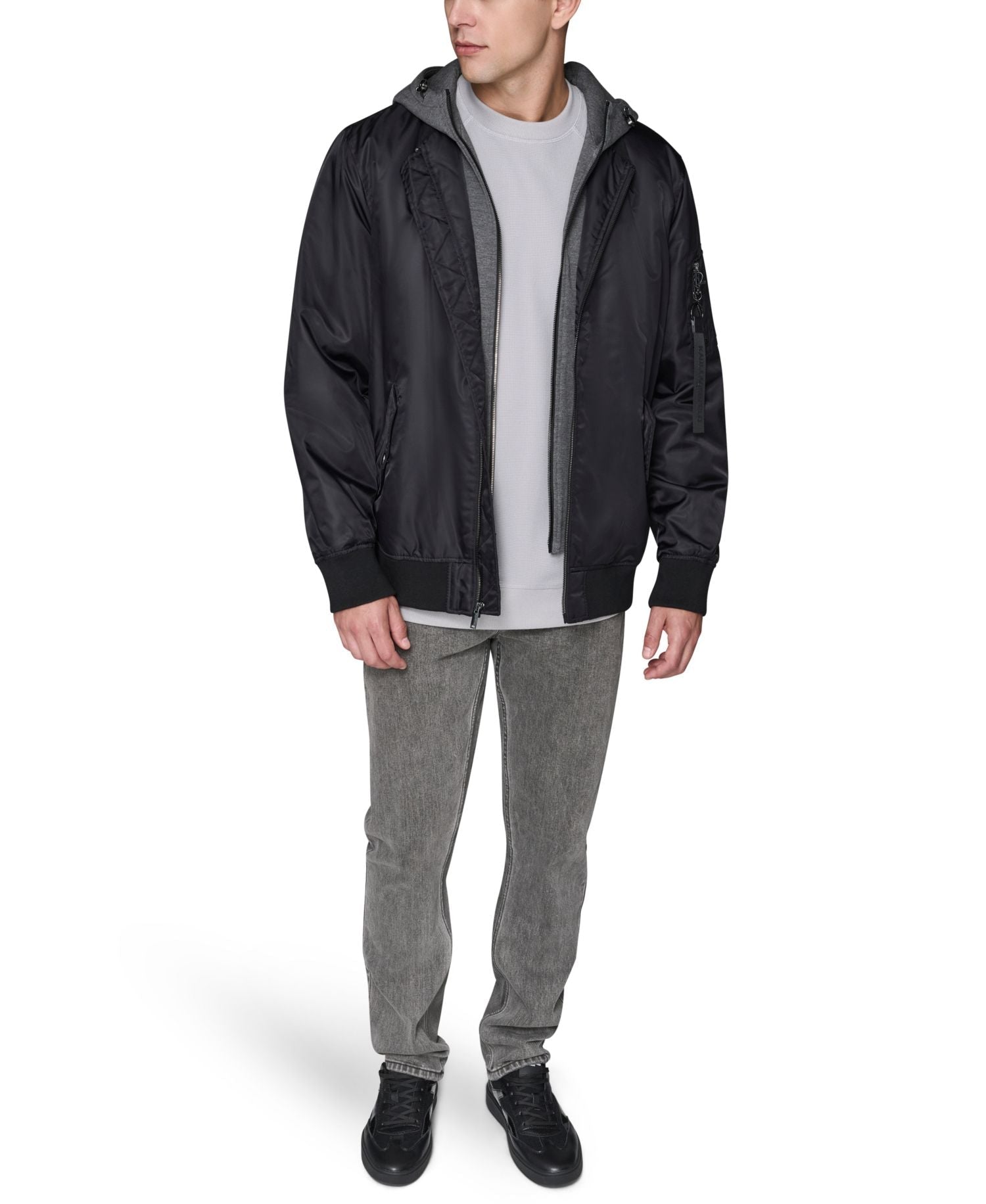 Karl Lagerfeld Paris Embroidered Signature Hooded Bomber — image 3