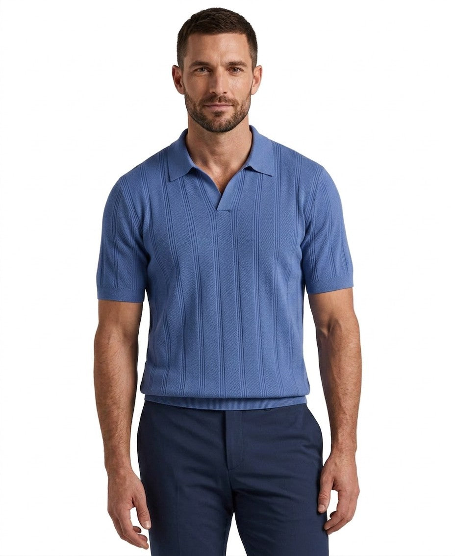 Perry Ellis Johnny Collar Stripe Polo Shirt — image 1