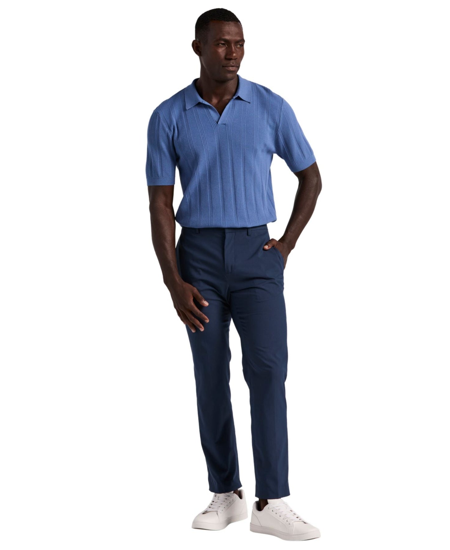 Perry Ellis Johnny Collar Stripe Polo Shirt — image 2