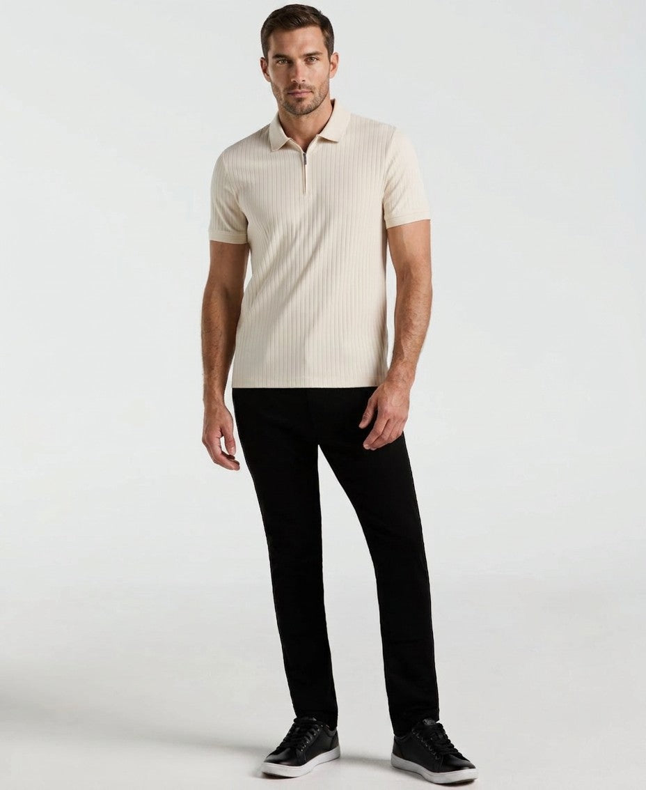 Perry Ellis Slim Fit Ribbed Knit 1 4 Zip Polo Shirt — image 2