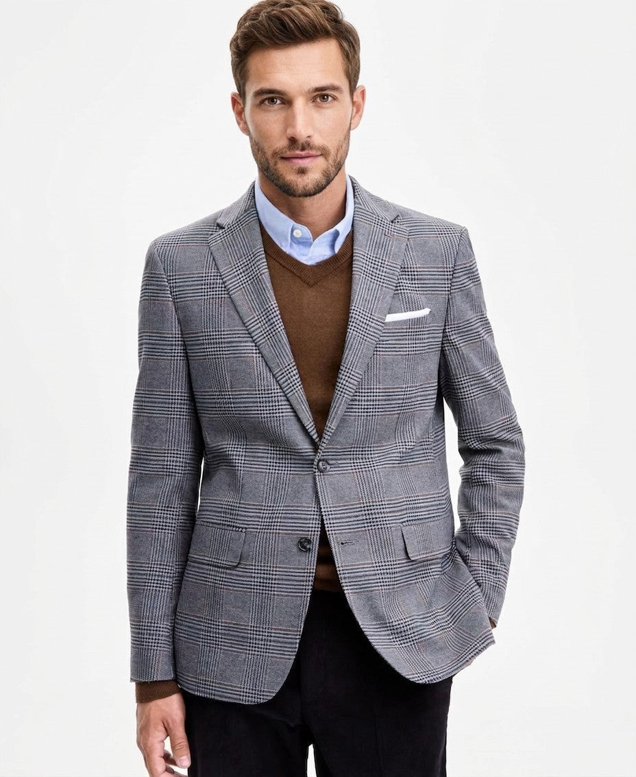 Tommy Hilfiger Modern Fit Gray Brown Plaid Sport Coat — image 1