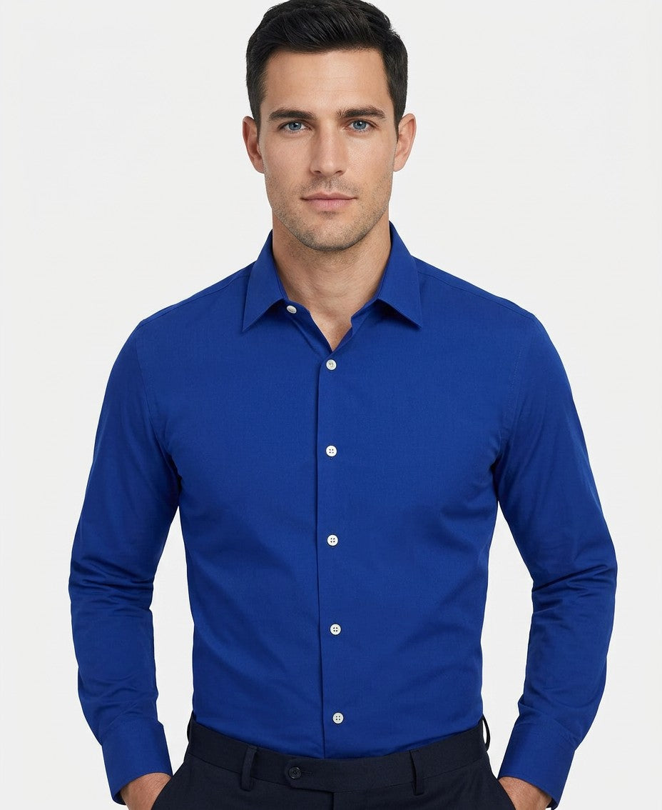 Van Heusen Fitted Stretch Wrinkle-Free Sateen Solid Dress Shirt — image 1
